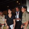 Jackie Shroff and Tiger Shroff pose for media while leaving for IIFA 2015