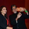 Amitabh Bachchan Clicks a Selfie With Anchor at Launch of LG Smartphone
