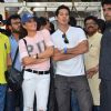 Jacqueline Fernandes and Dino Morea pose for the media at the Launch of Free Public Gym