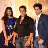 Salman Khan poses with the lead actors of Hero