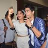 Jacqueline Fernandes and Sidharth Malhotra click a selfie at the Promotions of Brothers at a College