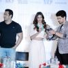 Salman Khan, Athiya and Sooraj Signs the Shoe During the Press Meet of 'Hero' in Gurgaon