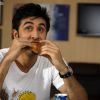 Ranbir Kapoor eating Pizza