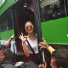 Alia Bhatt Rides Atop of Open Bus for Garnier Flawless Skin Event
