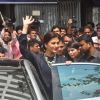 Aishwarya Rai Bachchan waves out to fans at the Promotions of Jazbaa