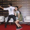 Kriti Sanon Point at 'D' of Dilwale at Launch of 'Manma Emotion Jaage' Song