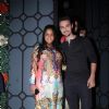 Arpita Khan and Aayush Sharma pose for the media at their Family's Dinner Party at Nido