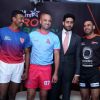 Abhishek Bachchan Poses with the Players at Press Meet of Pro Kabaddi in Delhi