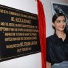 Sonam Kapoor poses for the media at Xaviers College