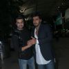 Arjun Kapoor and Manish Paul pose for the media at Airport