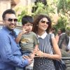 Raj Kundra and Shilpa Shetty with their son at Arpita Khan's Baby Shower