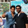 Fawad Khan and Sidharth Malhotra for Kapoor & Sons promotions at Johar's office