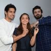 Sidharth Malhotra with Alia Bhatt and Fawad Khan for Kapoor & Sons Promotion at Mehboob Studio