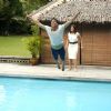 Akshay Kumar jumping in a swimming pool