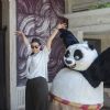 Neha Dhupia in action with Kung Fu Panda's PO