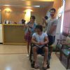 Vidyut Jammwal : Picture of Vidyut Jamwal who is seen sitting on a wheelchair accompanied by his co-stars.