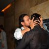 Actor Irrfan Khan kisses Ranveer Singh at the special screening of 'Madaari'