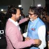 Megastar Amitabh Bachchan greets Irrfan Khan at the special screening of 'Madaari'