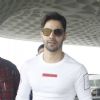 Varun Dhawan snapped wearing different shoes at Airport