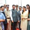 CM Devendra with Shaina and Raveena at Launch of State-of-the-Art Toilets for Police and Railways