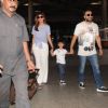 Shilpa Shetty and Raj Kundra snapped with their son at the airport