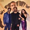 B-town celebs Ranveer-Rohit-Sara pose during Simmba movie trailer launch