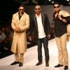 Bollywood actor Aftab Shivdasani and Dino Moria with Designer Samant Chauhan at the Van Heusen "India Mens Week" in New Delhi on Sunday