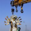 Devotees carrying the "Durga Idol" for immersion in the river Yamuna in New Delhi on Monday 28th September 2009It marks the end of the four day long Durga puja festival mostly celebrated by the Bengali community throughout India and