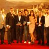Bollywood actors Amitabh Bachchan, Riteish Deshmukh and newcomer Jacqueline Fernandez at the music launch of a new film "Alladin"