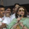 Bollywood actress Dimple Kapadia campaigns for Sanjay Nirupam at Borivli in Mumbai