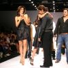 Bollywood Star Salman Khan and Sushmita Sen with the designer Sanjana Jon at the Wills Lifestyle India Fashion Week in New Delhi on Sunday 25 Oct 2009