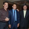 Cricketers Dilip Wengerksar, Mohammad Azharuddin and Kapil Dev at the bash of Videocon''s Aniruddh Dhoot