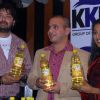 Renowned Tollywood actors Saheb Chatterjee and Paoli Dam with Kausshik Kumar Nath, Managing Director of "KKN Group of Companies" at the unveiling of the product at a press conference in Kolkata on Thursday