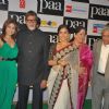 Bollywood actors Shamita Shetty, Amitabh Bachchan and Vidya Balan at the premiere of film "Paa"