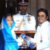 The President, Pratibha Devisingh Patil presenting Padma Bhushan Award to AR Rahman, at Rashtrapati Bhavan,on Wednesday