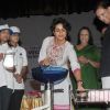 Bollywood actress Gul Panag cleaning her hand during a campaign to create awareness among people to mark world Health Day in New Delhi on Wednesday, Also in photo Sulabh International Founder Dr Bindeshwar Pathak in New Delhi 7 April 2010