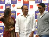 Abhishek Bachchan, Deepika Padukone and Ashutosh Gowarikar to promote their film "Khelein Hum Jee Jaan sey'', in New Delhi