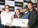 Sunny Deol and Dharmendra launched Ajay Devgan's new online venture ticketplease.com at Hotel JW Marriott in Juhu, Mumbai