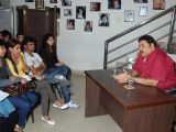 Satish Shah addressing students during a guest lecture at Roshan Taneja school of acting