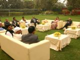 Meira Kumar and Pranab Mukherjee during a meeting with political leaders in New Delhi