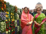 President Pratibha Patil at the Mughal Gardens in Rashtrapati Bhavan