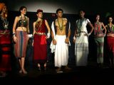 Models showcasing designer Duo Yana Ngoba's ''Tribal-Western'' fusion collections at Arunachal Pradesh House ,in New Delhi on Sunday
