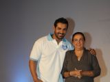 John Abraham with his mother Firoza Irani at P&G initiative THANK YOU MOM at Mehboob Studios in Bandra, Mumbai