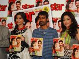 Sonam, Dhanush and Krishika at the launch of Magna Star Week's latest issue