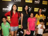 Mini Mathur, Aditi Govitrikar and Maria Goretti with kids at Puma Gina Gony wear launch at Oberoi Mall in Mumbai