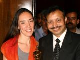 Filmmaker Megan Mylan and Dr Subodh at the Premier Remier of the film ''''Smile Pinki'''' at PVR Plaza, in New Delhi