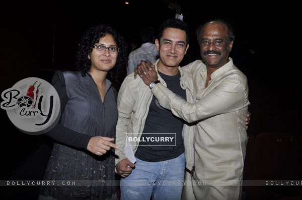 Kiran, Aamir and Rajinikanth at Robot premiere at PVR