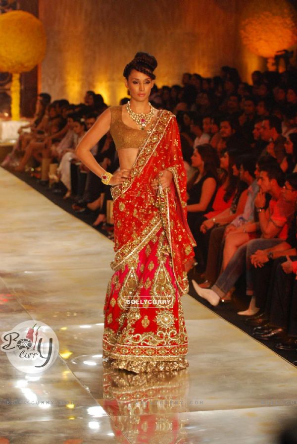 Model showcasing on ramp for Manish Malhotra on day 1 of HDIL