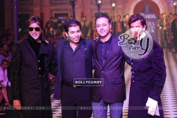 Amitabh Bachchan, Karan Johar and Hrithik Roshan at HDIL India Couture Week 2010 Day 2