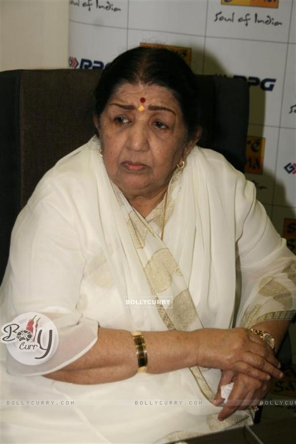 Lata Mangeshkar launches her Saregama India Ltd's album Aapki Sewa Mein Main Aur Mere Saathi at Saregama Office in Mumbai